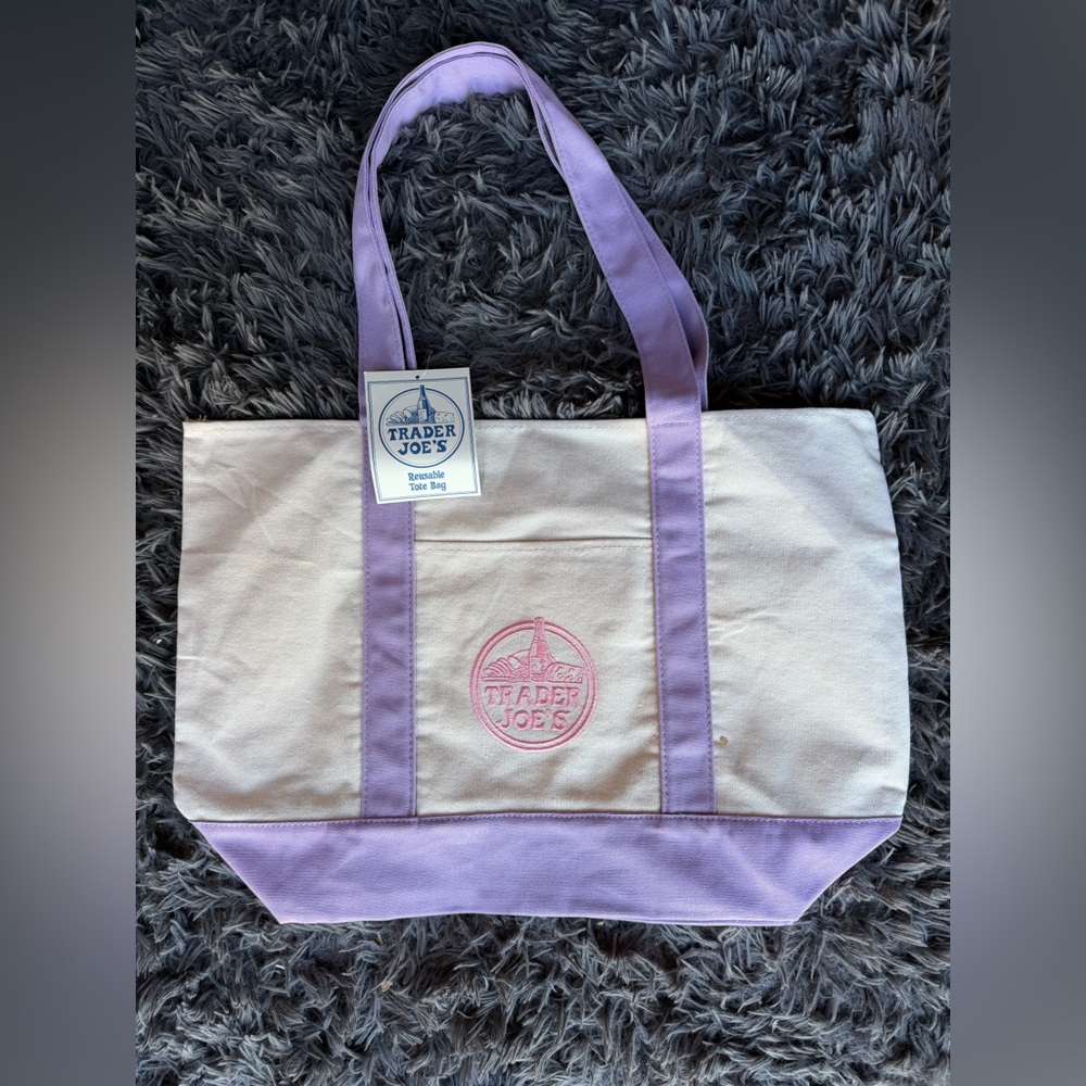 Trader Joes Lavender Canvas Tote Bag